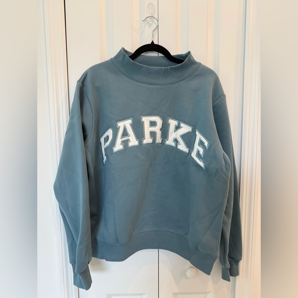NWT PARKE Sport Fleece Varsity Mockneck - Glacier + White - Picture 3 of 7